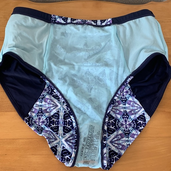 Adore Me Women's 2X Swim Bottom Navy and Aqua Floral Full Coverage NWT Lined - Picture 4 of 6